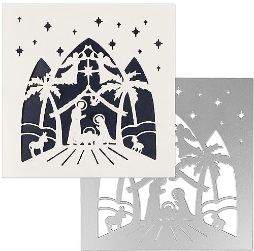 Nativity Scene Cutting Dies Embossing Machine Die Cuts Template Stencil Cutting Die for Christmas Card Making DIY Scrapbooking Craft Paper Cards Photo Album Christmas Gifts Decor