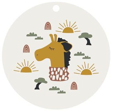 kikadu Silikon Platzset Giraffe Natur - Kindergeschirr, BPA-frei, mit niedlichen Aufdrucken, Durchmesser 38cm