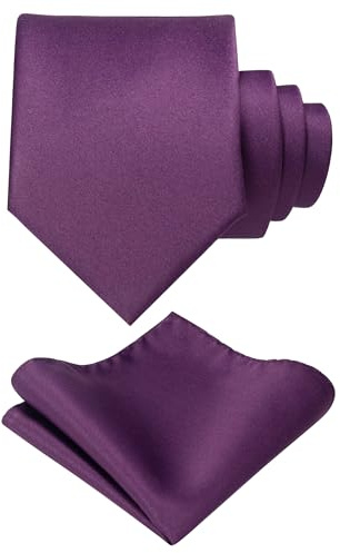 JEMYGINS Corbata para hombre con superficie mate, incluye juego de pañuelos, violeta, M