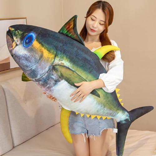 OUKEYI Morbido cuscino a forma di pesce, peluche a forma di tonno, imbottito, giocattolo per la decorazione della casa, regalo per bambini, peluche (60 cm)