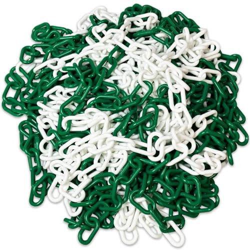 UvV Absperrkette Kunststoff 25 Meter Bund inkl. 5 Notglieder in verschiedenen Stärken und Farben (grün-weiß, 8 mm x 25 Meter)