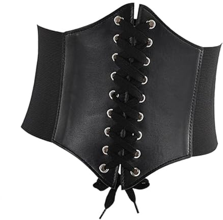 NIYATA Ceinture Corset Elastique à Lacets Rétro Large,Ceinture Medievale Femme,Ceinture Corset Noir Femme,Convient pour un Tour de Taille de 65 à 85 cm,pour Jupes et Chemises