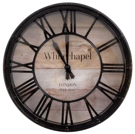 Carousel Home London Whitechapel Vintage Wall Clock | Antique Effect, Roman Numerals, Wall Mounted Clock - 20cm