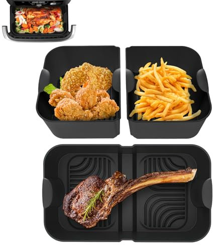 Airfryer Silikonform für Heißluftfritteuse,3 Stück 10.4L Silikonform Zubehör Heißluftfritteuse,Silikonform Airfryer Wiederverwendba für AF500EU,AF500DE,Air Fryer Zubehör für Ninja,Russell,COSORI