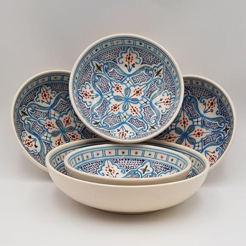 Marokkanisches Couscous-Teller-Set für 4 Personen, Türkis