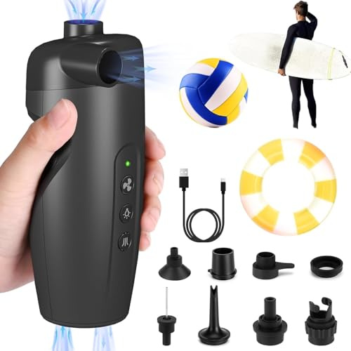 Diealles Shine SUP Elektrische Luftpumpe, 3000mAh Akku Luftpumpe, Aufladbarem 20PSI Hochdruck Sup Pumpe Elektrisch für Kajak, Paddelboards, Boote, Luftmatratze, Schwimmring, Sportbälle, Vakuumbeutel