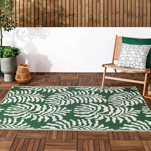 furn. Tocorico Rug – Indoor/Outdoor Reversible Jacquard Weave Durable Weather Resistant Easy Clean Tropical Rug (Green - 120x180cm)