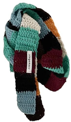 Yilingjc Damen Schal bunt gestreift Wolle warm Farbkontrast lange schmale Schals Wurst dünner Schal Winter Halstuch