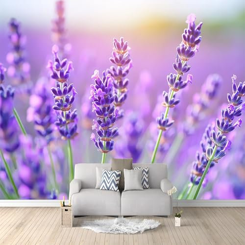 Fototapete Lila Lavendelblüten 200x140 cm 3D Vliestapete Wandbild, Mustertapete Moderne Wandtapete, Wohnzimmer Schlafzimmer Kinderzimmer Büro Flur Wanddeko