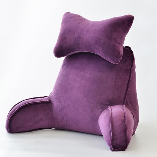 Nackenstützkissen für Schlafzimmer, Lesekissen mit Nacken-/Armstütze, 75 x 40 x 45 cm, großes Rückenstützkissen, vergrößerte Kopfstütze für Bett, Sofa, Lese-Entspannung, Rückenkissen mit Tasche