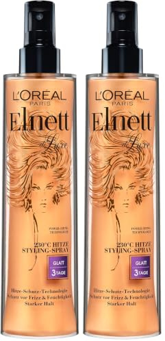 L'Oréal Paris Elnett Hitze Styling-Spray, Haarspray mit 230°C Hitzeschutz, Anti-Frizz, Langanhaltendes Styling – bis zu 72h, Pflege und Verlängerung des Haarstylings mit Thermo-Keratin-Komplex, 170ml
