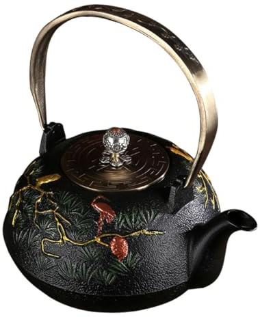 HOLIDYOYO Théière Rétro pour Longue Durée en Fonte Non Émaillée avec Infuseur Style Vintage Classique Robuste en Fer Cuisine et Service de Thé
