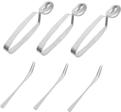 BESTYASH 3juegos Pinzas Inoxidable Para Caracoles Pinzas y Tenedores Para Mariscos Vajilla Práctica