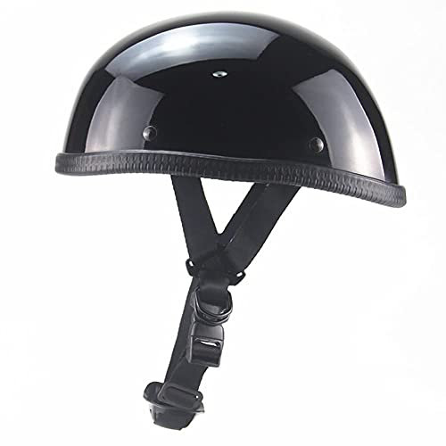 Motorrad-Halbhelm, personalisierter Retro-Helm, Halbhelm mit Schnellverschluss, offenes Gesicht, for Chopper, Moped, Roller, Motorrad, Moped, Roller, Elektro…(Bright Black,Small)