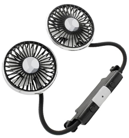 Operitacx Ventilador Portátil para Coche USB Pequeño y Silencioso Doble Cabeza para Camping y al Aire