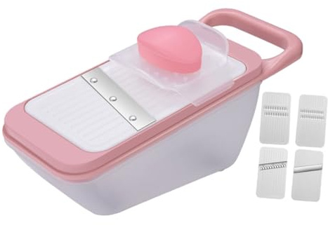 Gatuida Cortadora de Verduras Multifunción con Cuchillas de Inoxidable Herramienta Resistente para Cocina y Restaurante Diseño Práctico y Duradero Color Rosa