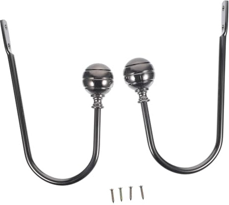 SAFIGLE 2 Piezas Ganchos para Cortinas Metálicos Negros Sujetacables para Cortinas de Ventana para Paredes