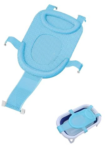HUVZOR 1 pieza Red de Baño para Bebés,Asiento de Baño para Bebé Recién Nacido,Red de Soporte para Bañera,Alfombra de Bañera Antideslizante para Bebé,Asiento Hamaca Bañera Bebe(azul)