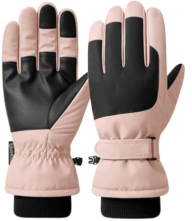 Guanti Sci Donna Uomo Impermeabili Touch Screen Guanti Moto Invernali Antivento Gloves Winter Snowboard Antiscivolo Sottoguanti Sportivi da Neve Termici Spessa per Running Calcio Ciclismo Trekking