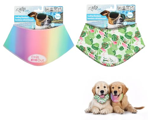 ALL FOR PAWS Chill Out 2PCS Dog Ice Bandana, Instant Cooling Bandana for Dogs, Dog Cooling Neck Wrap, Breathable Scarf Dog Cat Ice Collar for Summer, Neck Girth 30-36 cm /11.8-14.4 Inch(Small)