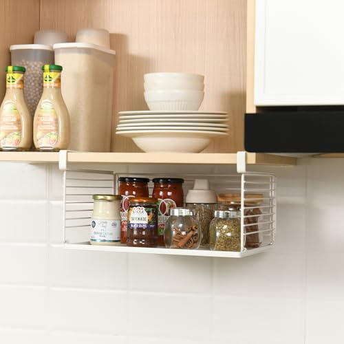 SSYYGET Set di 2 organizer per armadietti – Cestino sospeso in metallo rimovibile per lavanderia, armadio, scarpiera