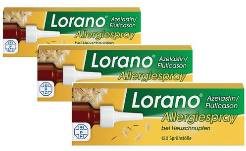 Lorano® Azelastin/Fluticason Allergiespray bei Heuschnupfen | 3x 120 Sprühstöße | Gemeinsam stärker** und schneller* | Nasenspray