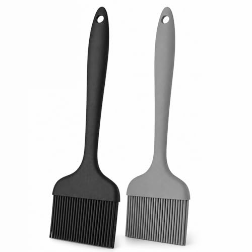 2 Pcs Silicone Basting Pastry Brushes, Heat Resistant for Cooking BBQ | Wide Brush Head, Food Grade Silicone, Heat Resistant, Easy to Clean, 2 Pack for Kitchen Baking Grilling BBQ