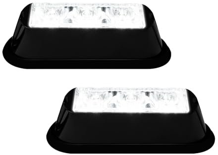 YM E-Bright Feux Latéraux Clignotant,d'urgence Stroboscopique Feux de Détresse Feux de Secours Clignotant Feux D'avertissement 12V-24V pour Voiture Camion Remorque véhicule bateau (2PCS Blanc)
