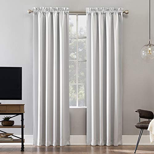 Sun Zero Theater Grade Extreme 100% Blackout Rod Pocket Curtain Panel, Polyester, Pearl, 52 W x 63 L (Pack of 1)