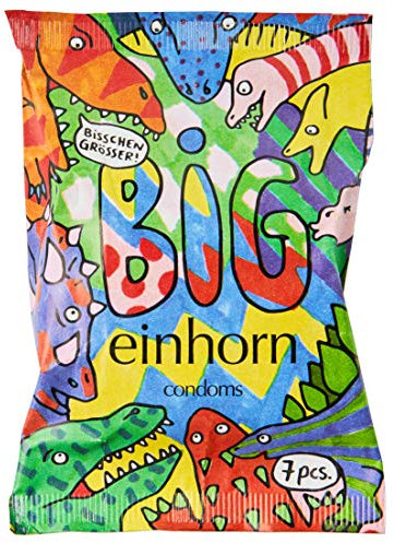 einhorn Kondome - 7 Stück Wochenration - XL Größe 57 mm - vegane, hormonfreie Verhütung ohne Chemie - natürlicher Gleitfilm - nachhaltig und sicher