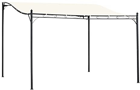 Outsunny 4 x 3 Meters Canopy Metal Wall Gazebo Awning Garden Marquee Shelter Door Porch, Cream