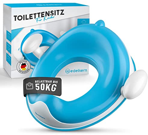 Edelkern Toilettensitz Kinder - Ergonomischer WC Sitz Kinder [bis 50kg] - Universeller Toilettenaufsatz Kinder mit Griffen - Sicherer Klositz für Kinder mit Spritzschutz - Mit Aufhängehaken