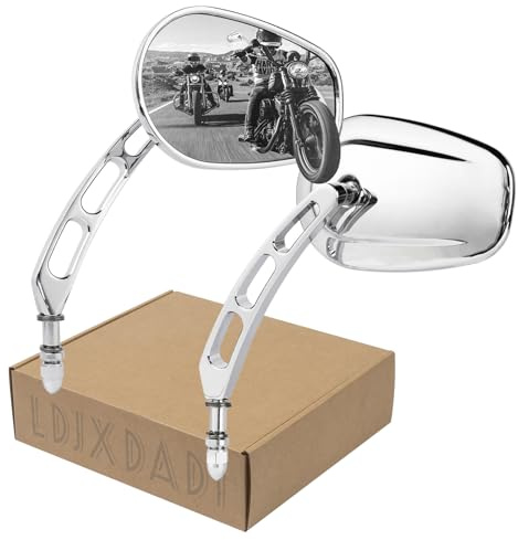 LDJXDADI Chrome 8mm Rearview Mirrors for Touring Road Glide FLTRX Electra Glide FLHT Road King FLHR Street Glide FLHX Sportster Dyna Softail models 1982-2023