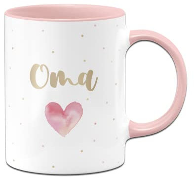 Tassenbrennerei Tasse Oma mit Herz - Kaffeetasse als Geschenk für die Allerbeste Großmutter der Welt (Oma - Rosa)