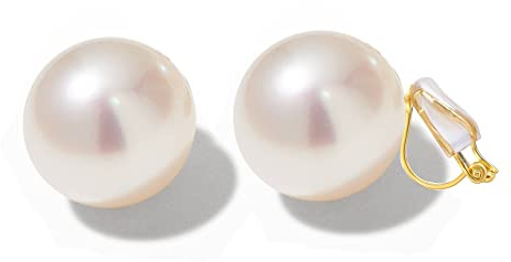 White Pearl Clip on Earrings for Women 12 MM Simple Pearl Clip Stud Earrings Faux Earrings