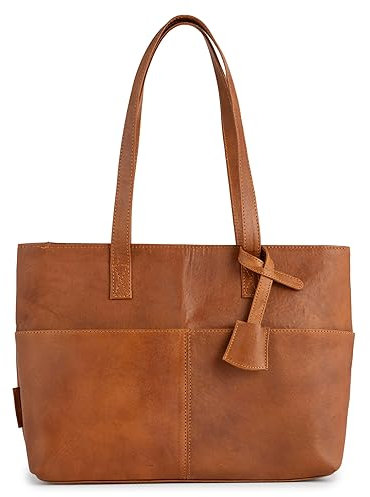 Berliner Bags Vintage Arbeitstasche Lehrertasche Julia, Große Tasche, Umhängetasche aus Leder mit 14 Laptopfach, Schultertasche, Handtasche für Damen – Braun