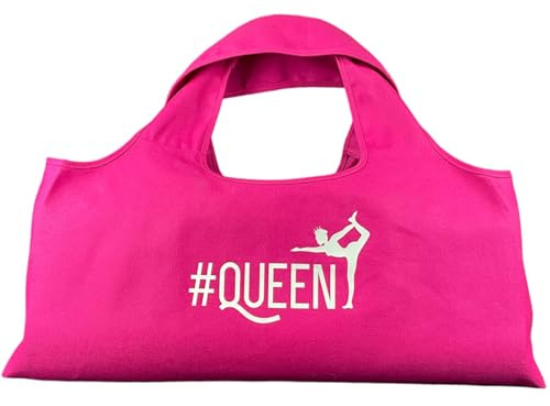 Wild Essentials Yoga Bag, Balance, Exercise tote, large mat carrier with shoulder strap and inside pocket, fits most yoga mats, Rugged 10 ounce, recycled cotton canvas (Pink-Queen)