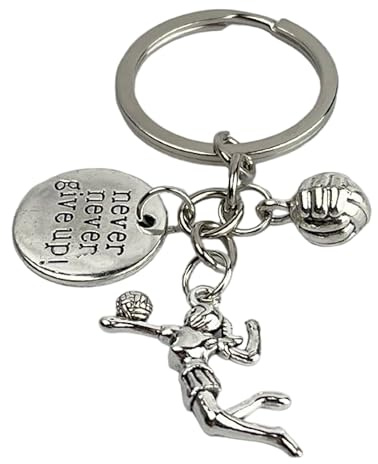 Portachiavi Beach Volley - Accessorio Sportivo Con Giocatore, Pallone e Targhetta Con Frase - Per Amanti Della Pallavolo e Sport - Unisex