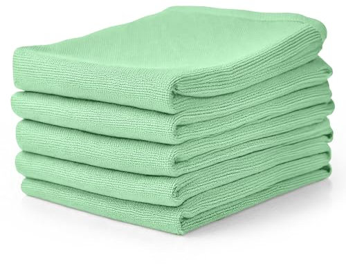 PAMEX Paños de Limpieza Cocina Reutilizables Trapos Cristales Resistencia Cristales Bayetas Microfibra Alta Absorción Bayetas Cocina Bayeta Microfibra Set 5 Unidades 35x38 cm Verde