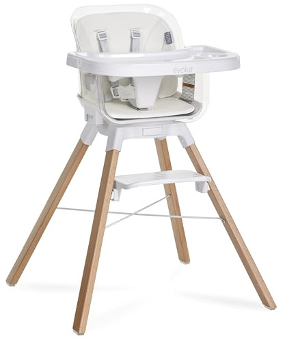 Evolur 360° Bloom Highchair, Rotating, Convertible Baby Feeding Chair with Adjustable Height, Removable Tray, Easy to Clean, Stylish & Space-Saving for Newborns & Toddlers - Panna Cotta