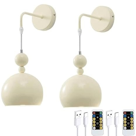 Apliques de Pared Modernos Minimalistas Que Funcionan con Pilas con Bombillas LED Recargables y Control Remoto, sin Cables, Apliques de Pared Regulables con Temporizador y alimentación por b