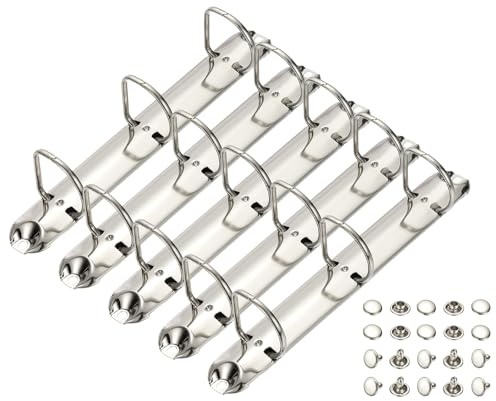 PATIKIL A5 3 hål ringpärmsmekanismer, 5 set 3 cm D-ring ersättningspärm planerare lösa bladbindande ryggar för organisatörer gör-det-själv fyllning pappersförvaring mapp tillbehör, 26 mm silverton