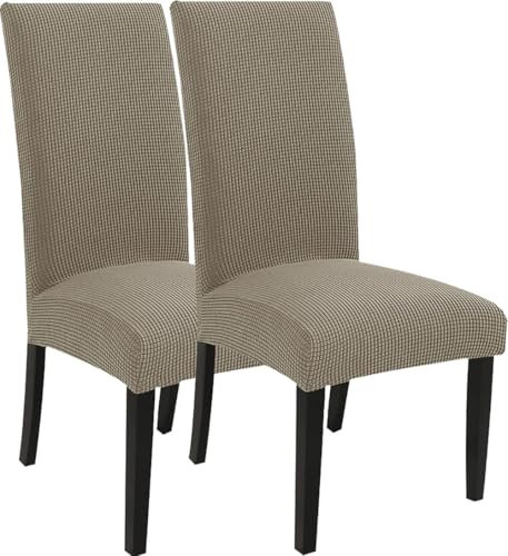 SWJ-swjssb Stretch Stuhlhussen 2er Set, Stuhlbezug Kordsamt Stuhlüberzug Hülle Für Stühle Sitzschoner Chair Covers Speisesaal Universal Hussen Für Esszimmer Hotel Küche Stuhlbezüge(Camel)