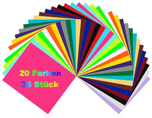 FORBELL Plotterfolie textil, 36 stycken, 30,5 × 25,4 cm textil stryköverföringsfolie (36 stycken (20 färger))