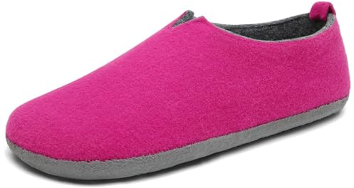 Mishansha Zapatillas Casa Mujer Invierno Zapatillas de Casa con Suela de Fieltro Cerradas Pantuflas Unisex Interior Cómodas Antideslizante Rosa,Gr.42