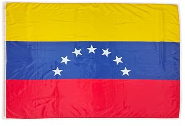 Gran bandera de Venezuela de 7 estrellas para exterior, 225 x 150 cm, bandera, balcón reforzado y 2 ojales de metal, bandera XL (Venezuela 7 estrellas, 225 x 150 CM)