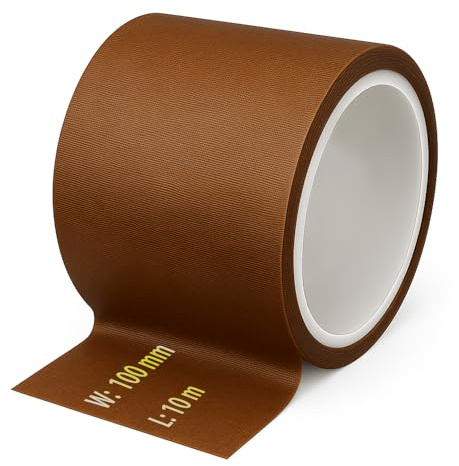 VANSUKY PTFE Nastro adesivo in teflon, 100 mm x 10 m, autoadesivo antiaderente per la casa, stampante 3D e macchina sottovuoto (100 mm)