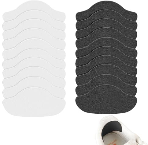 CHUANFU 12 Paia Cuscini per Tallone, Pelle Cuscinetti per Scarpe, Tallone Cuscino, Antiscivolo e Contro le Vesciche, Autoadesiva Pad Heel, Comodi Salvatallone, per Uomini Donne (Nero + Bianco)
