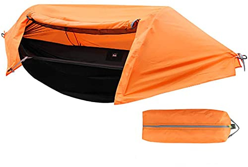 Genérico Hamaca Portátil para Acampar, Hamaca para Exteriores, Nailon 210t Resistente Al Desgarro, Capacidad De Carga De 200 Kg, con Mosquitera (Orange)