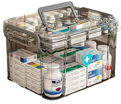Governo trasparente multi- della medicina domestica di grande capacità di strato, pronto soccorso portatile e organizzatore del farmaco